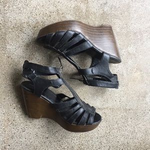 Xhilaration | Black Strap Wedge Heels
